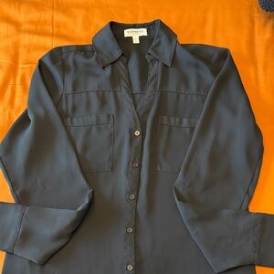 Express Portofino Black Button-Down Blouse